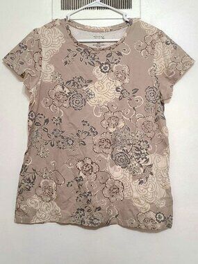 Beige Floral Short Sleeve Shirt